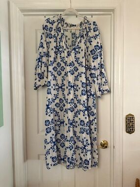 H&M Blue Floral V-Neck Midi Dress - Women